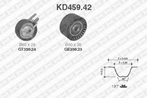 Комплект ременя ГРМ SNR KD459.42