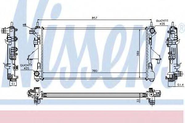 Радіатор, охолодження двигуна NISSENS 63555A