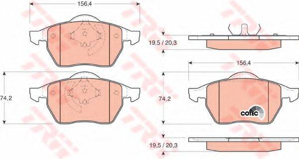 Комплект гальмівних колодок, дискове гальмо TRW GDB1200