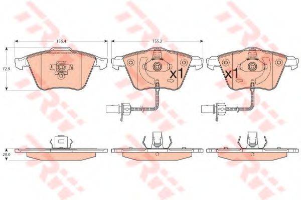 Комплект гальмівних колодок, дискове гальмо TRW GDB1554