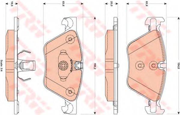 Комплект гальмівних колодок, дискове гальмо TRW GDB1882