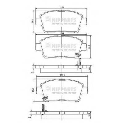 Комплект гальмівних колодок, дискове гальмо NIPPARTS J3602088