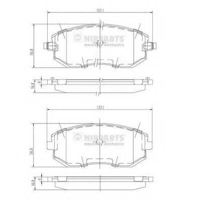 Комплект гальмівних колодок, дискове гальмо NIPPARTS J3607015