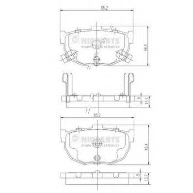 Комплект гальмівних колодок, дискове гальмо NIPPARTS J3610505