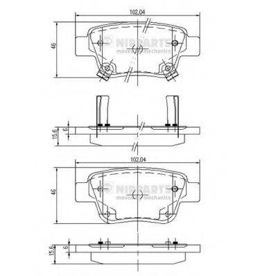 Комплект гальмівних колодок, дискове гальмо NIPPARTS J3612030