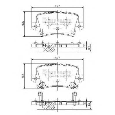 Комплект гальмівних колодок, дискове гальмо NIPPARTS J3614018