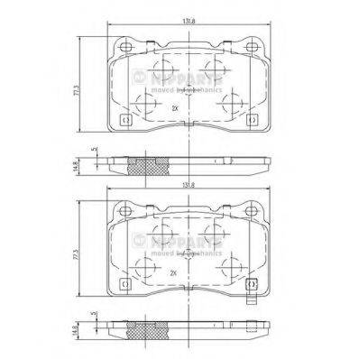 Комплект гальмівних колодок, дискове гальмо NIPPARTS N3607021