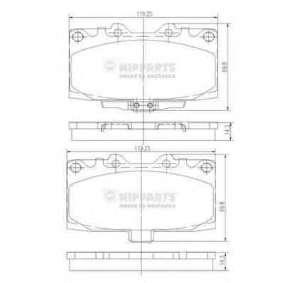 Комплект гальмівних колодок, дискове гальмо NIPPARTS N3607022