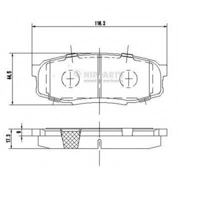 Комплект гальмівних колодок, дискове гальмо NIPPARTS N3612043