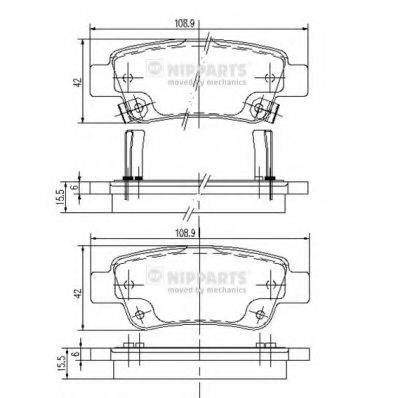 Комплект гальмівних колодок, дискове гальмо NIPPARTS N3614019