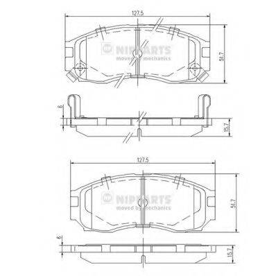 Комплект гальмівних колодок, дискове гальмо NIPPARTS J3605030