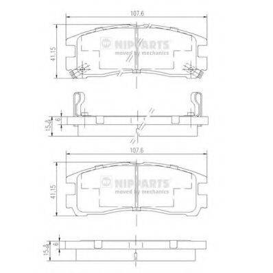 Комплект гальмівних колодок, дискове гальмо NIPPARTS J3615003