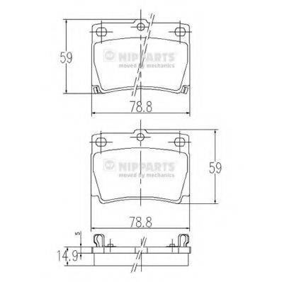 Комплект гальмівних колодок, дискове гальмо NIPPARTS J3615011