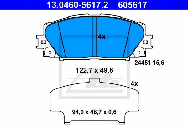 Комплект гальмівних колодок, дискове гальмо ATE 13.0460-5617.2