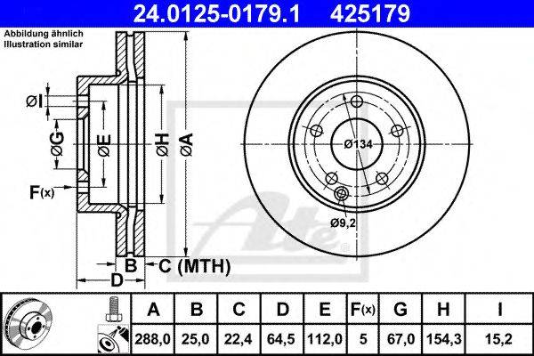 гальмівний диск ATE 24.0125-0179.1