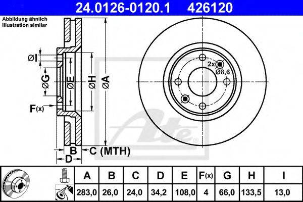 гальмівний диск ATE 24.0126-0120.1