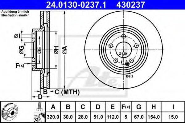 гальмівний диск ATE 24.0130-0237.1