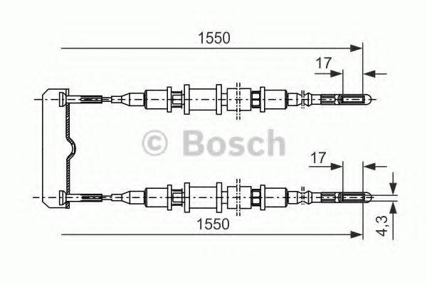 Трос, стоянкова гальмівна система BOSCH 1 987 477 250