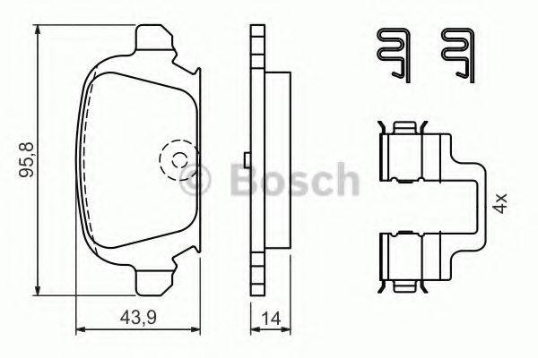 Комплект гальмівних колодок, дискове гальмо BOSCH 0 986 424 528