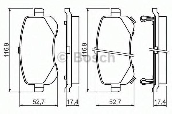 Комплект гальмівних колодок, дискове гальмо BOSCH 0 986 494 496