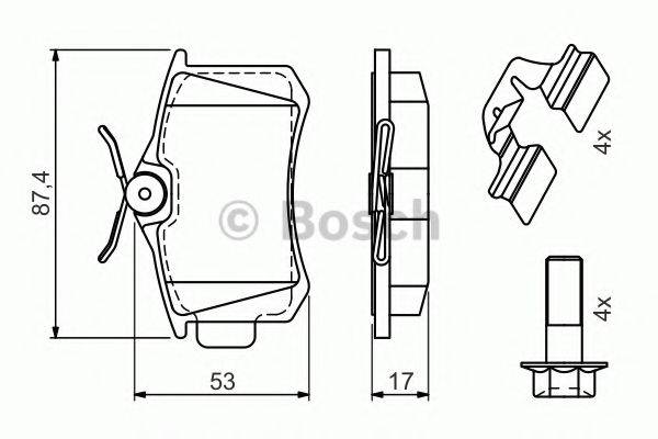 Комплект гальмівних колодок, дискове гальмо BOSCH 0 986 494 596