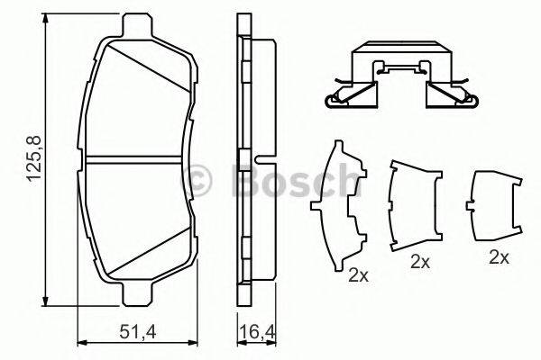 Комплект гальмівних колодок, дискове гальмо BOSCH 0 986 494 652