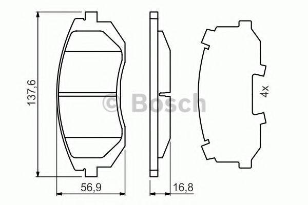 Комплект гальмівних колодок, дискове гальмо BOSCH 0 986 494 653