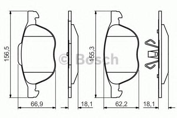 Комплект гальмівних колодок, дискове гальмо BOSCH 0 986 495 215