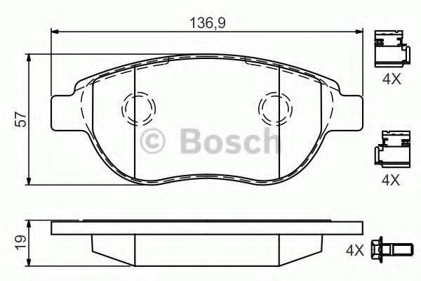 Комплект гальмівних колодок, дискове гальмо BOSCH 0 986 494 602