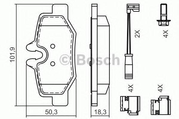 Комплект гальмівних колодок, дискове гальмо BOSCH 0 986 494 603