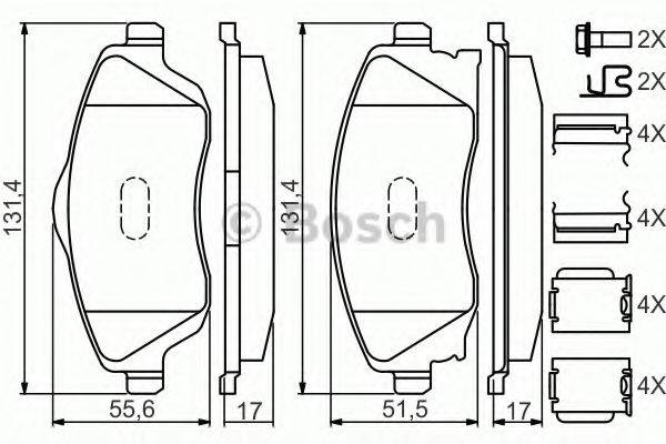 Комплект гальмівних колодок, дискове гальмо BOSCH 0 986 494 625