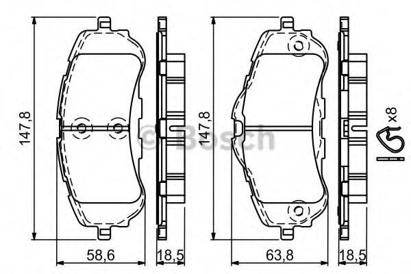 Комплект гальмівних колодок, дискове гальмо BOSCH 0 986 494 714