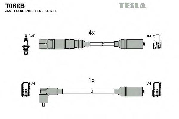 Комплект дротів запалення TESLA T068B