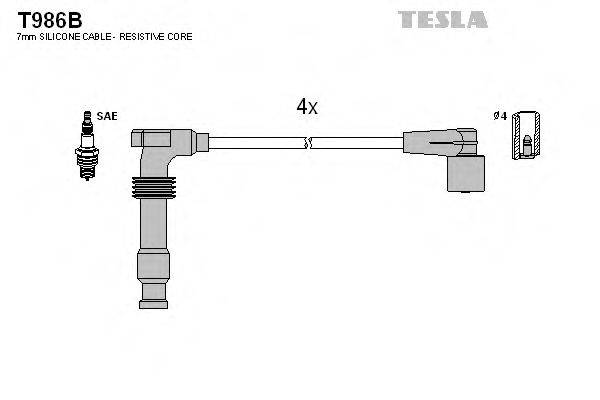 Комплект дротів запалення TESLA T986B