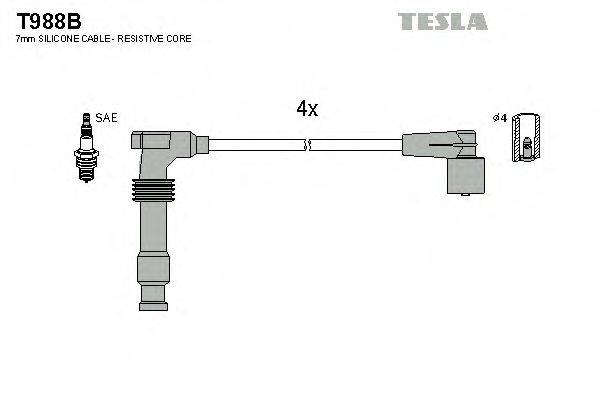 Комплект дротів запалення TESLA T988B