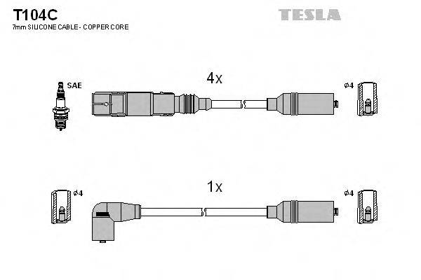 Комплект дротів запалення TESLA T104C