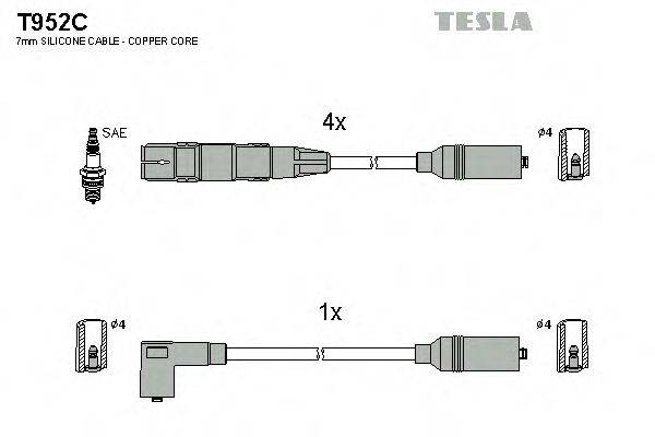 Комплект дротів запалення TESLA T952C