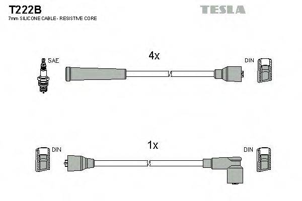 Комплект дротів запалення TESLA T222B