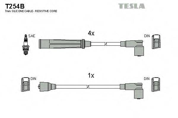 Комплект дротів запалення TESLA T254B