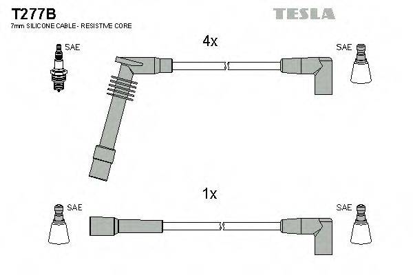 Комплект дротів запалення TESLA T277B