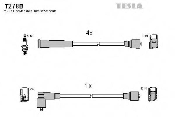 Комплект дротів запалення TESLA T278B