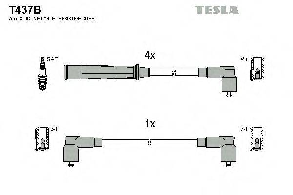 Комплект дротів запалення TESLA T437B