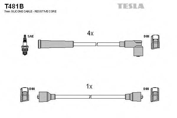 Комплект дротів запалення TESLA T481B