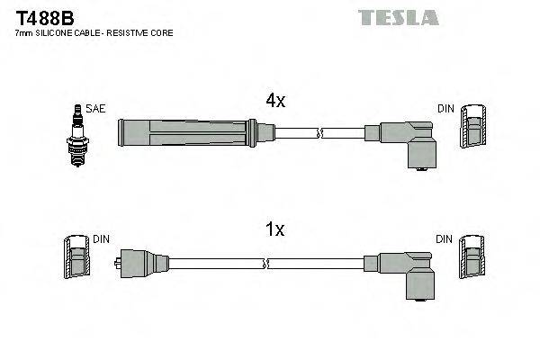 Комплект дротів запалення TESLA T488B