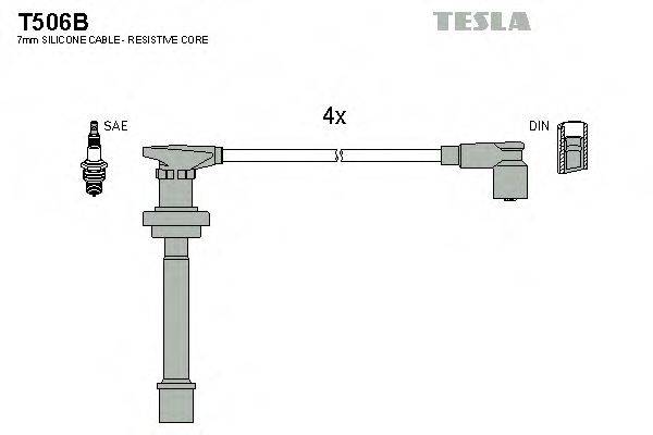 Комплект дротів запалення TESLA T506B