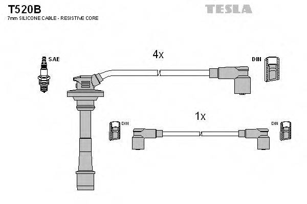 Комплект дротів запалення TESLA T520B