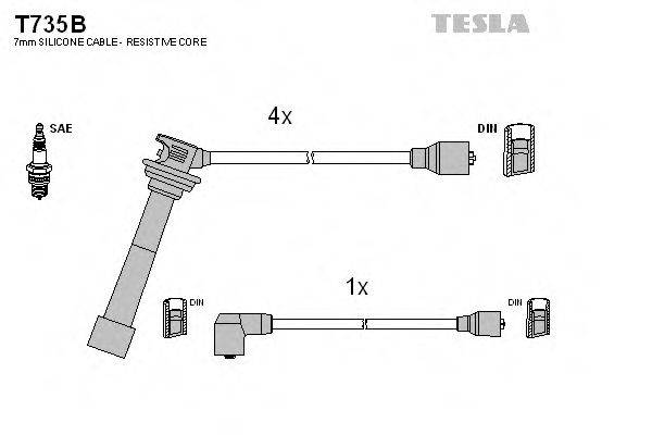 Комплект дротів запалення TESLA T735B