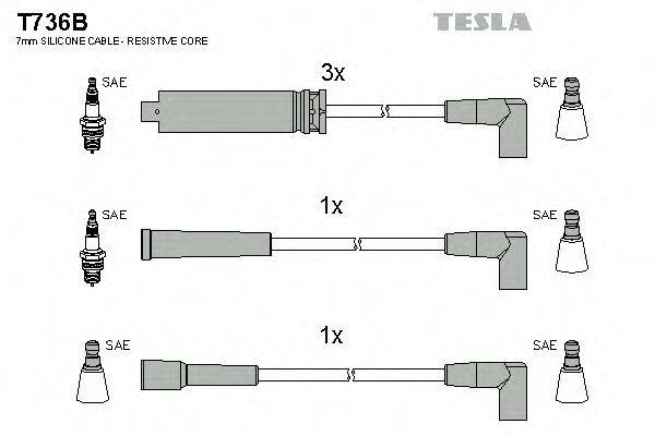 Комплект дротів запалення TESLA T736B