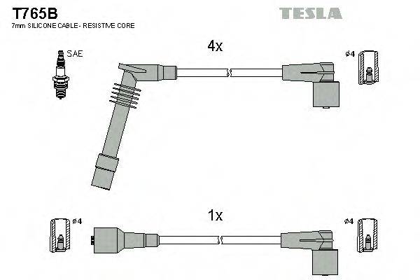 Комплект дротів запалення TESLA T765B