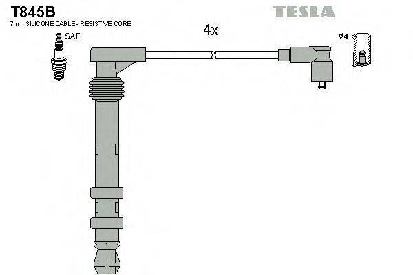 Комплект дротів запалення TESLA T845B